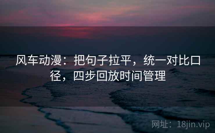 风车动漫：把句子拉平，统一对比口径，四步回放时间管理